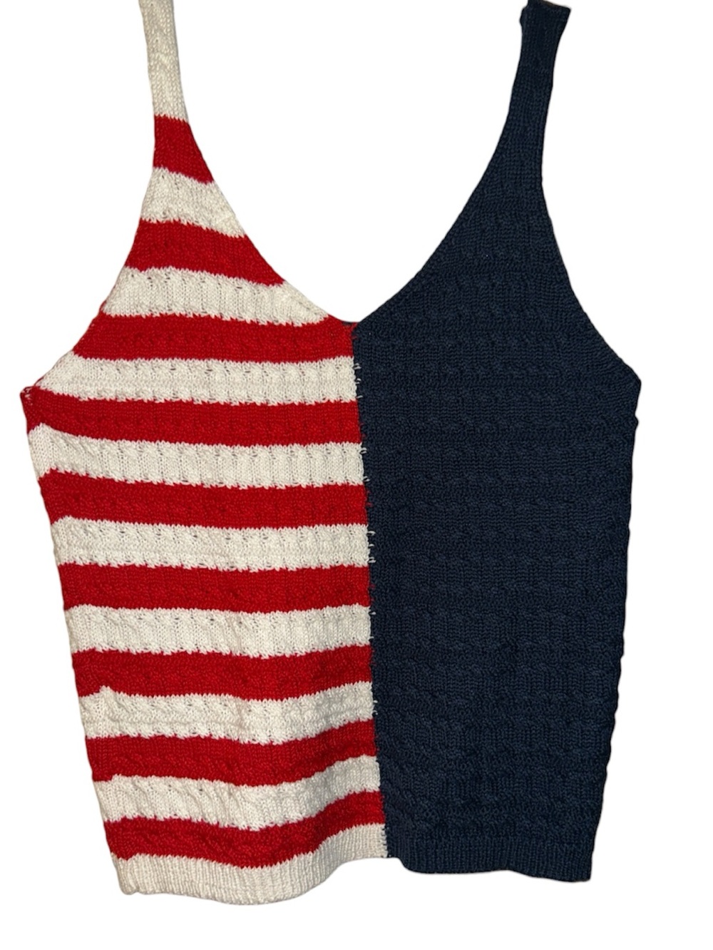 Moon & Madison American Flag Stars and Stripes Knit Tank Top Red White & Blue SM - Picture 3 of 7